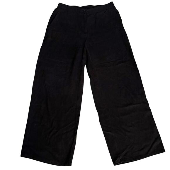 Eileen Fisher Size XS S Black Wide Leg Pants Pockets High Rise - Picture 1 of 4